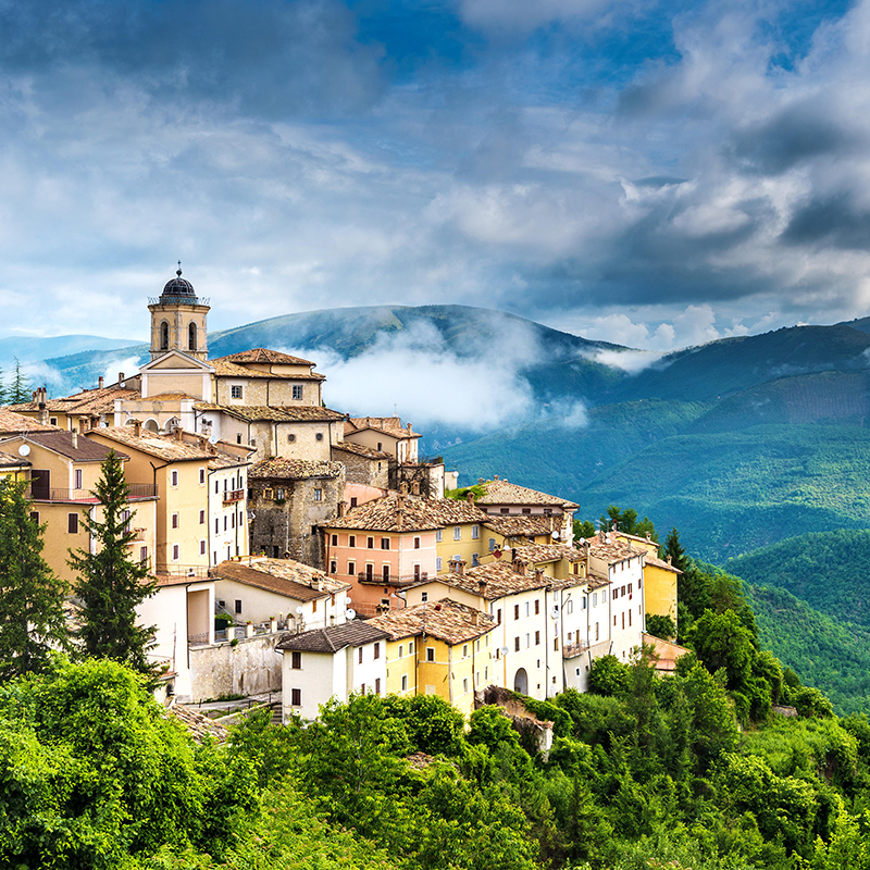 A castle standing on a hill.